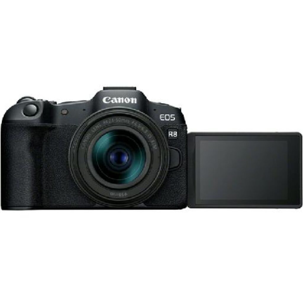 Canon-EOS-R8-with-24-50mm-full-frame-mirrorless-camera-cameradealsonline