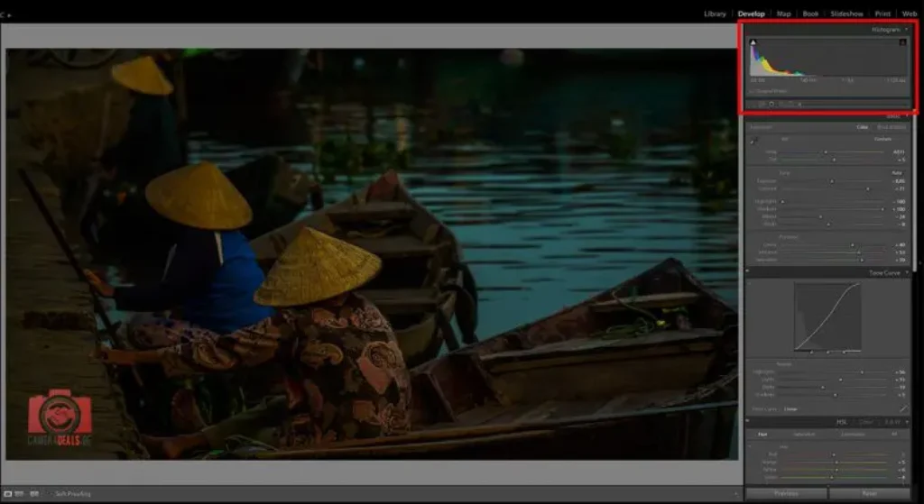Histogram-in-Adobe-Lightroom-underexposed-cameradealsonline